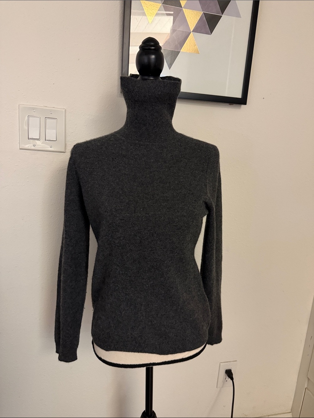 Charcoal Gray Turtleneck Sweater - Women's Classic Knit